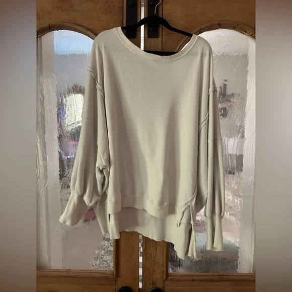 We The Free Cream Oversized Asymmetrical Hoodie - Picture 3 of 5